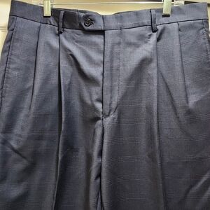 Jos A Bank Signature Wool Dress Pants 34x40 Dark Navy Blue Pleated 34 - Nice!